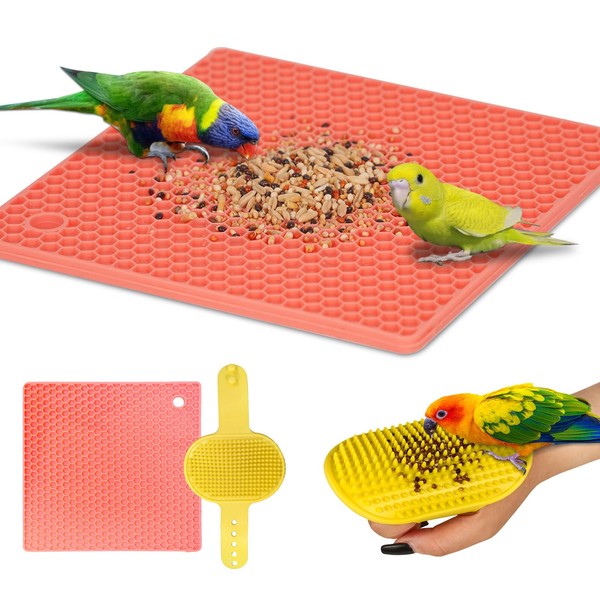 2Pcs Bird Foraging Toys Puzzle, Interactive Slow Feeder Mat, Parrot