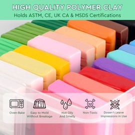 DARHEY Polymer Clay - Set of 26 (20g x 26) Multicolour Nontoxic Oven Bake Soft Modelling Clay for Kids | with Tools, Accessories and Storage Box - Best DIY Gift