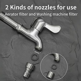 Bifordo Outdoor Garden Bibb Spigot Washing Machine Faucet,1/2" Male NPT Inlet Mop Sink Faucet,Easy to Install Utility Room Faucets with 2 Filter (Long)