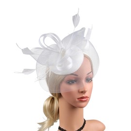 Lovfingu Tea Party Flapper Headband 20s Head Piece Great Gatsby Headpieces Women 1920s Accessory Hair Clip Roaring Fascinators for Women Vintage Headpiece for Costumes And Events C100-White