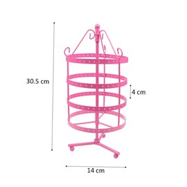 FOMIYES Metal Four Layer Rotating Jewelry Holder Vintage Earring Display Rack for Earrings Rings Necklaces Space Saving Organizer for Home Decor for Mothers Day Anniversaries Rose Red