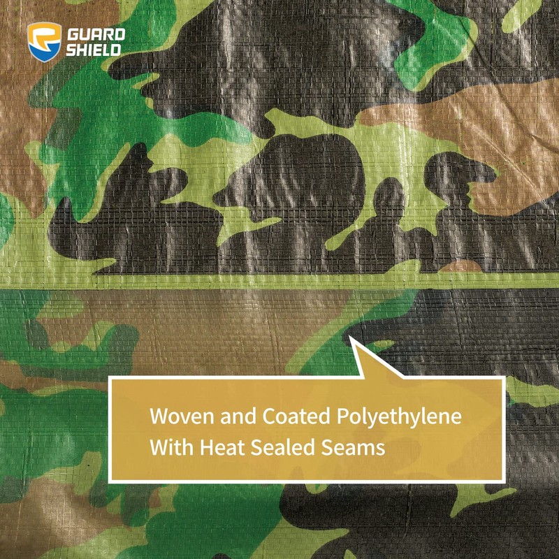 GUARD SHIELD Camo Tarp Waterproof 6x6 Feet Lightweight Camouflage Tarp