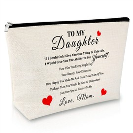 Daughter Gifts from Mum Inspirational Gift for Daughter Makeup Bags Daughter Birthday Gifts Sweet 16 18 Gift for Girls 21st Birthday Gifts for Daughter Christmas Wedding Graduation Gift for Daughter