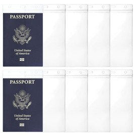 10 PCS Clear Passport Cover Protector Holder Case, 4x6 Inch Waterproof Plastic Passport Badge Holders for Travel, Vertical No Zipper ID Card Sleeves for Cruise Cash Credit Card Ticket