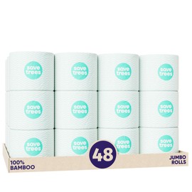 Save Trees Bamboo Toilet Paper - 48 Rolls Of Septic Safe Organic Toilet Paper- 3-ply, 300 Sheets Per Roll - PFAs Free, FSC Certified, Plastic & Chemical Free - For Home, Boat & RV Use