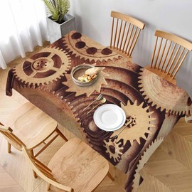 LoLo UoUo Clock Gear Table Cloth 60x84 Inch Outdoor Table Cover Steampunk Old Mental Mechanical Clock Gears Rectangle Tablecloths Deco for Kitchen Home Dinner Party