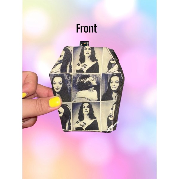 Handmade Bride Of Frankenstein Coffin Zipper Pouch, Halloween Coin Bag,