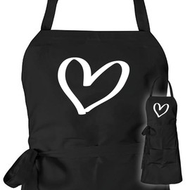 huuraa Apron Heart Gift Apron Cooking Apron Cotton Heart Gift Idea, black, One size fits all