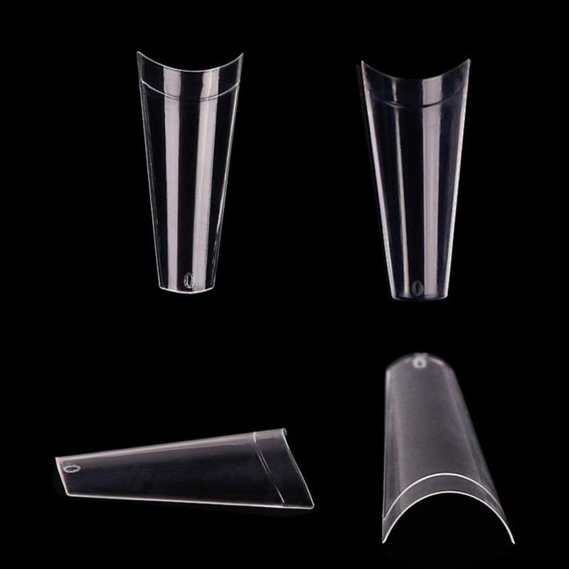 500 Pcs Natural False Nails, Long Coffin Nails Clear Coffin