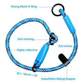 Codepets Detachable 2/5" Slip Lead Dog Leash, 4FT 6FT 8FT with Comfortable Silicone Handle Strong Rope Leash for Large Medium Small Dogs No Pull Highly Reflective Pet Training Leash (Blue-Black, 8FT)