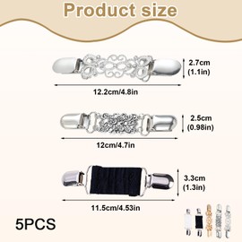 Nouiseuns Dress Cinch Clip – 5PCS Retro Dress Clip Set, Sweater Clips To Hold Sweater Together, Vintage Clothing Cinch Clip for Women, Elegant Dress Accessory Brooch Clip for Girls