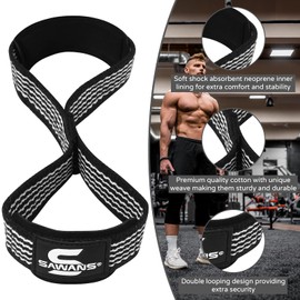 Lifting Straps Padded Grip Figure 8 Wrist Straps Weight Heavy Duty Double Loop Bodybuilding Training Gym Straps Hand Bar Non Slip Deadlift Support Strong Cuffs Powerlifting (Black)