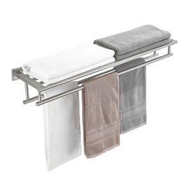 RTCUL Towel Rack with Shelf 32 Inch Double Towel Racks for Bathroom Brushed Nickel Bath Towel Holder SUS304 Stainless Steel Towel Rack Wall Mounted Modern Towel Hanger