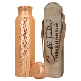 Copper Water Bottle for Drinking 34 oz Copper Ayurveda Pure Copper Water Bottle Ayurvedic Water Bottle with Lid Leak Proof Joint Less Water Bottle Travel Bottle for Gym, Office, Hiking,Outdoor Bottle