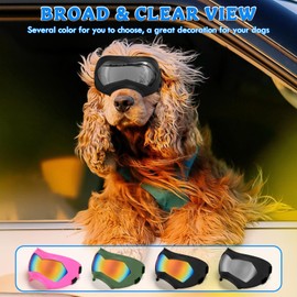 Large Dog Sunglasses Dog Goggles Pet Glasses Pet Eyewear with Adjustable Strap, Glasses for Medium Large Dog Swimming Skating Glasses Windproof Dustproof UV Proof (Black-Silver)