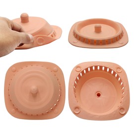 Shower Drain Hair Catcher, Foldable Silicone Bathtub Drain Hair Catcher with Tall & Domed Handle, Fits Most Standard Pop-Up & Flat Drains Traps Hair, Jewelry, Lint - Bath, Sink, Tub, Laundry (Pink)