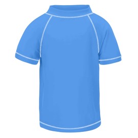 TIZAX Boys' Rash Vest Kids UPF50+ Sun Protection Short Sleeve Swimming Tops Quick Dry Rash Guard Blue 11-12 Years