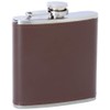 Maxam 6oz Stainless Steel Flask With Brown Genuine Leather Wrap