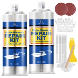 Marine Fiberglass Repair Kit - 3.4oz Gel Coat Repair Kit for Boats, Clear Fiberglass Repair Epoxy Filler for Fast Repair Scratches, Cracks, Holes, Gelcoat Repair kit for Fiberglass, Acrylic, Porcelain