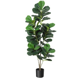Artificial Tree,Faux Fiddle Leaf Fig Tree,5ft Tall Ficus Tree Artificial for Home Decor,Fake Lyrata Fig Plants Green Tree with Pot for Indoor Outdoor Home Office Living Room Bathroom Decor