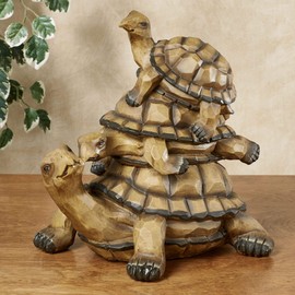 Touch of Class Indoor Outdoor Turtle Family Garden Sculpture Earth Tones 13" Wx10 Dx13 H