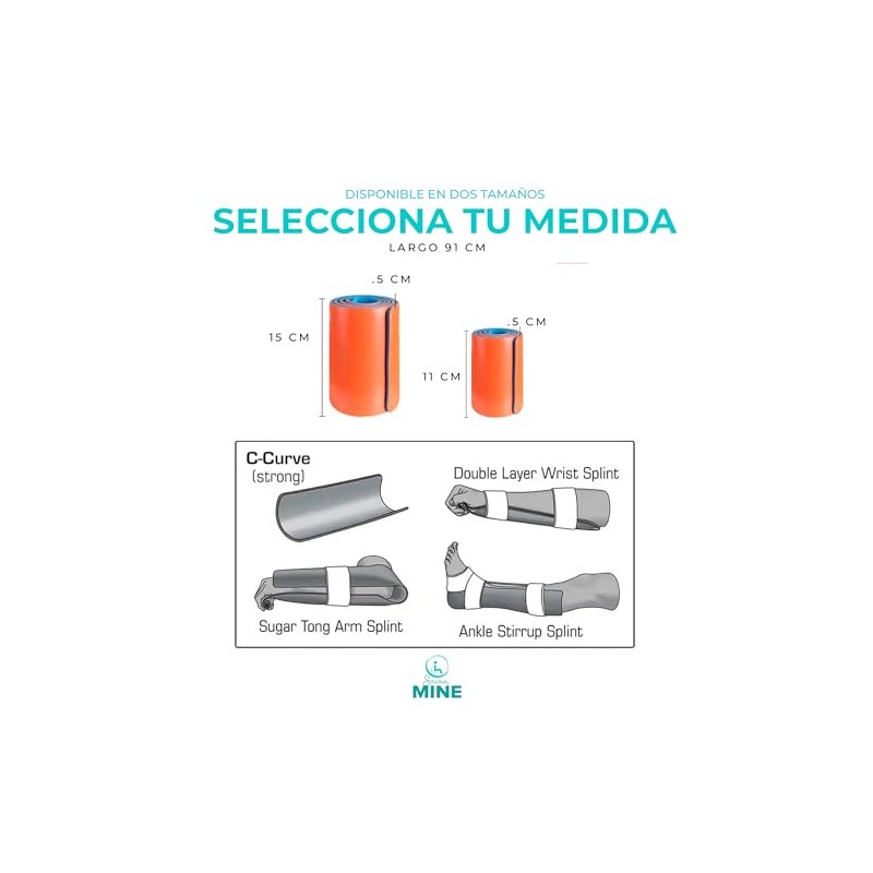SEVEN MINE Splint Roll: Férula Moldeable (Naranja -91x15cm/91x11cm) (11CM)
