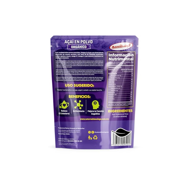 Nature's Blessings Acai en Polvo Orgánico Liofilizado 110g (freeze-drying) -