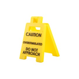 Tabanzhe Caution Overstimulated Desk Sign Funny Desk Sign Office Decor for Women Men Humor Warning Caution Mark Gag Gifts for Colleagues Employee Birthday Christmas