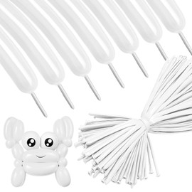 Moguri Pack of 30 White Modelling Balloons, Long 260 mm Balloons for Shaping Animal Figures and Decoration, Ideal for Birthday Parties, Weddings and Events, Stretchy Balloons