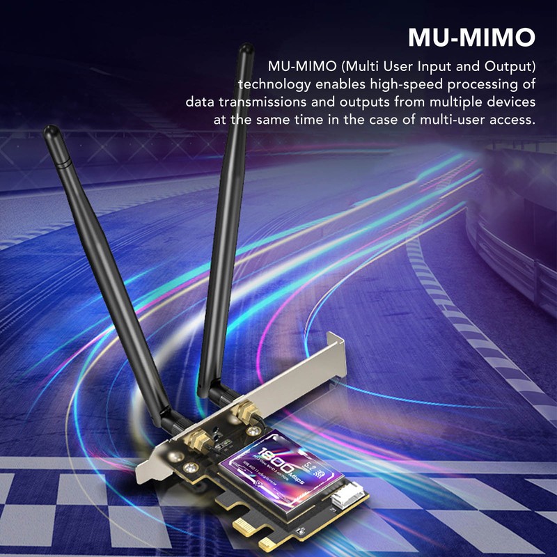 WiFi6 AX1800 PCIe WiFi Adapter Bluetooth 5.2 WPA3 802.11AX Dual