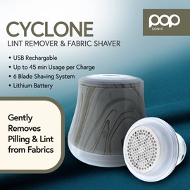 Fabric Shaver, Lint Remover Electric (Marble) – Rechargeable, 6 Blade System, Fabric Lint Shaver w/LED Light | One-Touch Activation Pill Shaver for Clothes - Electric Lint Remover Fabric Shaver