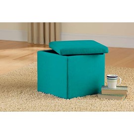 Urban Lifestyle Microsuede Storage Ottoman, 15"x15"x15", Teal