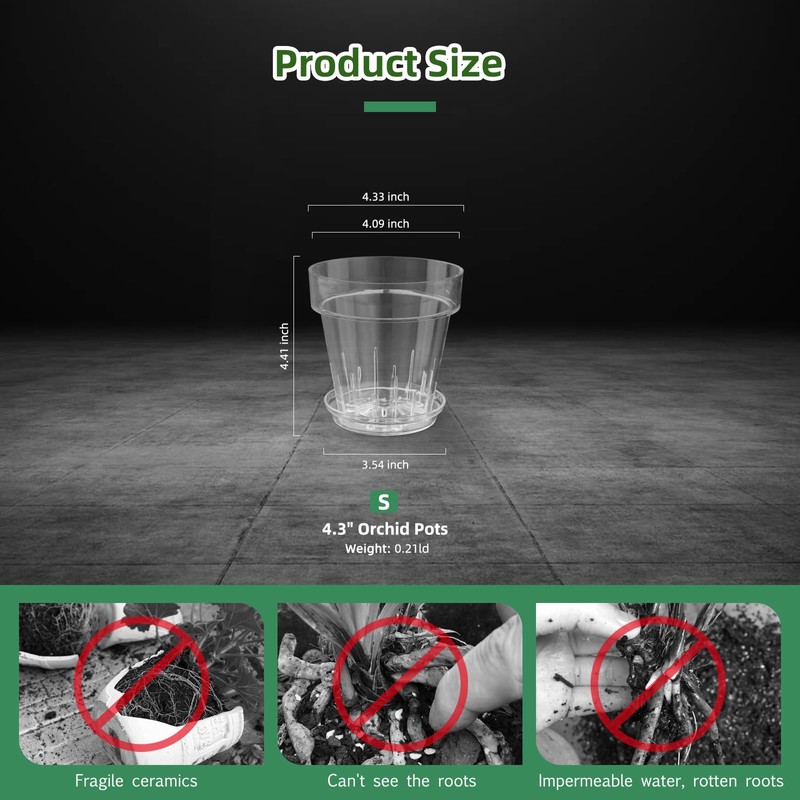 SUADEN 4.3 Inch Clear Acrylic Planter Pot with Tray,Orchid Pot
