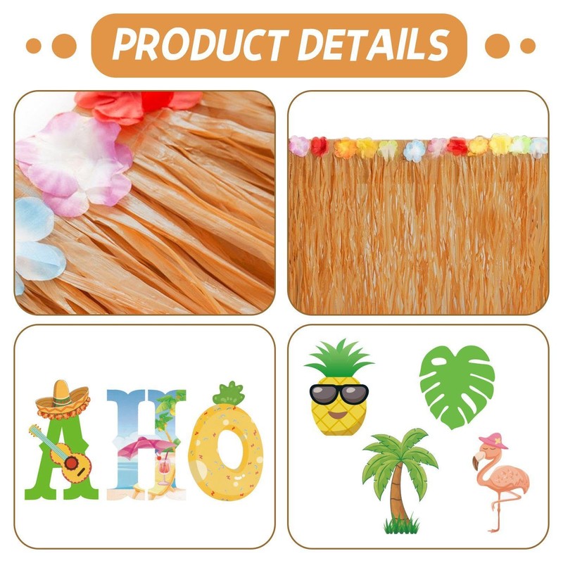 EOWVISN 1 Piece Hawaiian Table Skirt And 1 Piece Hawaiian
