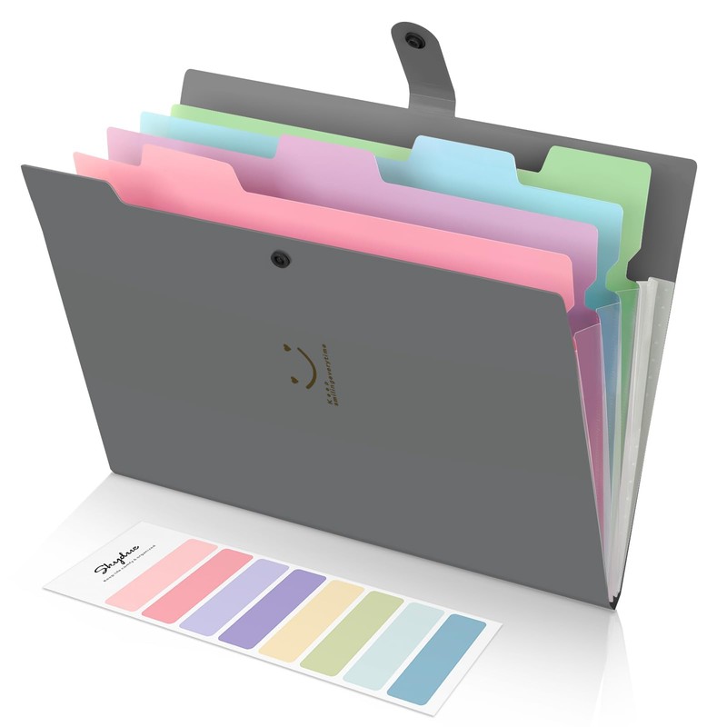 SKYDUE Expanding File A4, Folder with Compartments, Document Folder with