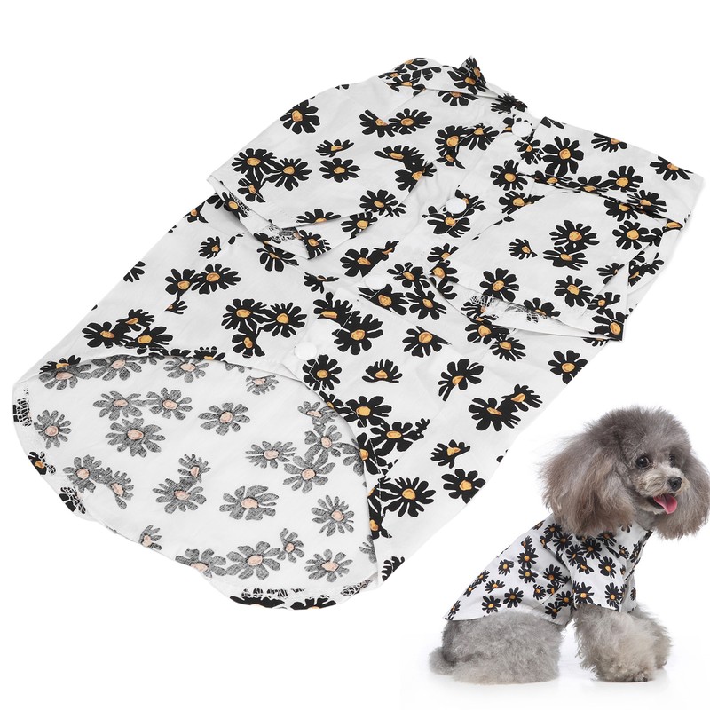 Daisy Print Dog Shirt Soft Breathable Flexible Pet T Shirt