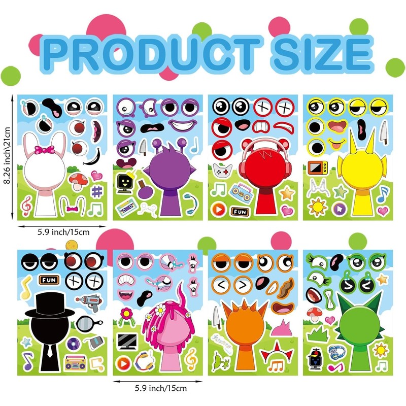 Cartoon Make a Face Stickers, 24 Pieces DIY Puzzle Stickers,