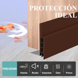 5M/16Ft Guardapolvo y Protector para Puerta de 3 Capas,Tira de Sellado de Ventana Autoadhesiva,Tira de Sellado de Ventana de Silicona, A Prueba de Insectos, A Prueba de Sonido, Burletes (Marrón)