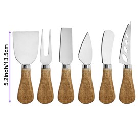 Charcuterie Board Accessories Set - Stainless Steel Spreader Knives with Wooden Handles, Mini Serving Tongs, Spoons & Forks for Parties, Weddings & Holidays (6pc Knives + 15pc Tools)