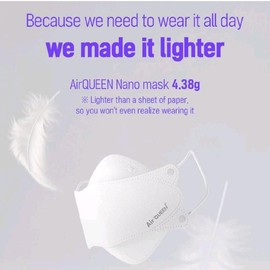 AIRQUEEN 3-Layer Nano-Filter Face Mask for Adults, 1 Pack White, Lightweight and Breathable Face Mask with Soft and Elastic Ear Loop.