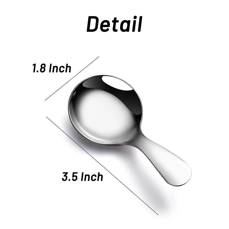 5 Pack Short Handle Scoops - Silver Mini Scoops for