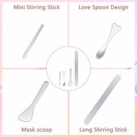 Set of 4 Spatulas Cosmetic Metal, Universal Cream Spatula, Heart-Shaped Curved Cosmetic Spatula for Narrow Bottle, Jam, Beauty Lotion, Cream