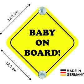 Gift Signs Baby on Board Sign for Car Child Toddler Girl Boy Name Funny Idea for Parents Mum Dad Child Safety 125 x 125 mm Pack of 2 Suction Cup Extra Strong Stickers