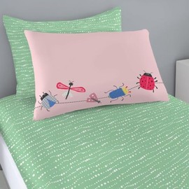 Kids Single Fitted Sheet Set - Ladybug Bedding For Childrens & Toodlers - Soft & Comfortable Polka Dot Bed Sheets For Kids Room - Easy Care Sheet Set ( 1 Fitted Sheet + 1 Pillowcase )