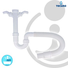 tecuro 1 1/2 Inch Sink Siphon Flexible Shortenable Drain Hose DN40/50 Odour Trap Drain Fitting Kitchen