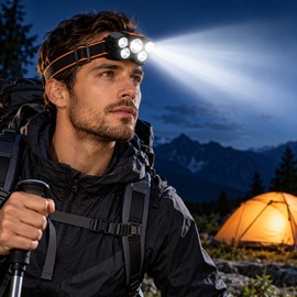 5 LED Rechargeable Headlamp, USB Charging Head Light with Adjustable Strap for Camping, Fishing, Hiking & Outdoor Work