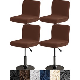 HFCNMY Bar Stool Covers with Backs,4 Pack Stretch Velvet Bar Stool Covers Bar Chair Covers Barstool Seat Cover Washable High Chair Cover with Elastic Bands Coffee