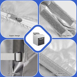 ANMINY Washing Machine Cover for Top Front Load, Outdoor Waterproof Washer Dryer Cover Dustproof Sun Wind Resistant Zipper 420D Oxford Cloth Washer Dryer Protector - 29" W x 28" D x 43" H, Silver