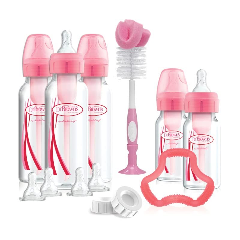 Dr. Brown's Vaso entrenador 9oz. con popote rosa