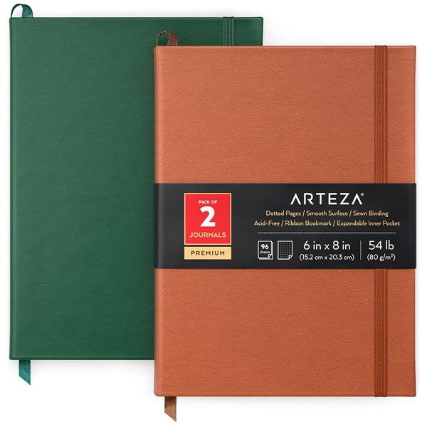 ARTEZA Dotted Notebook, Pack of 2, 15.2 x 20.3 cm,